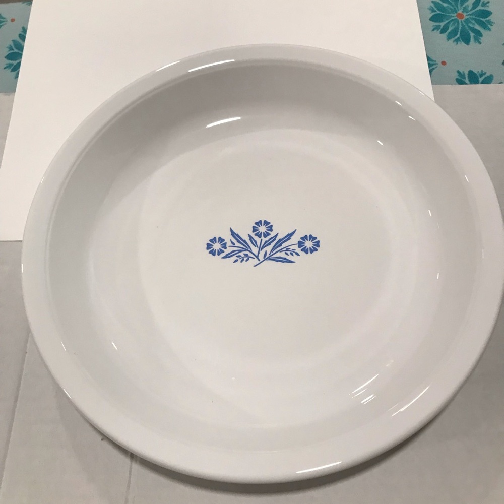 White Ceramic Serving Bowl with Blue Floral Accent